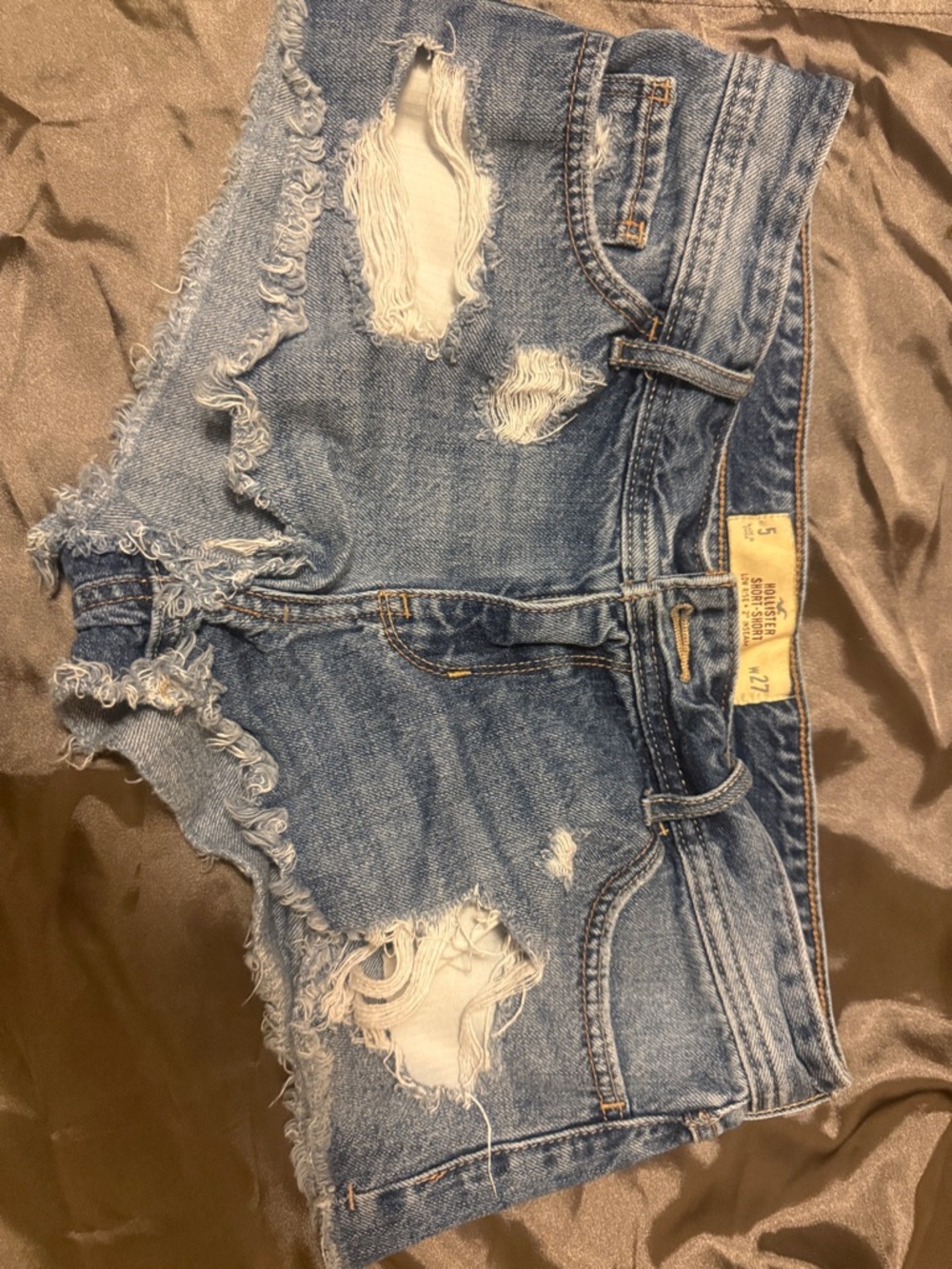 Distressed Hollister Short-Short Light Blue Denim Women’s Shorts